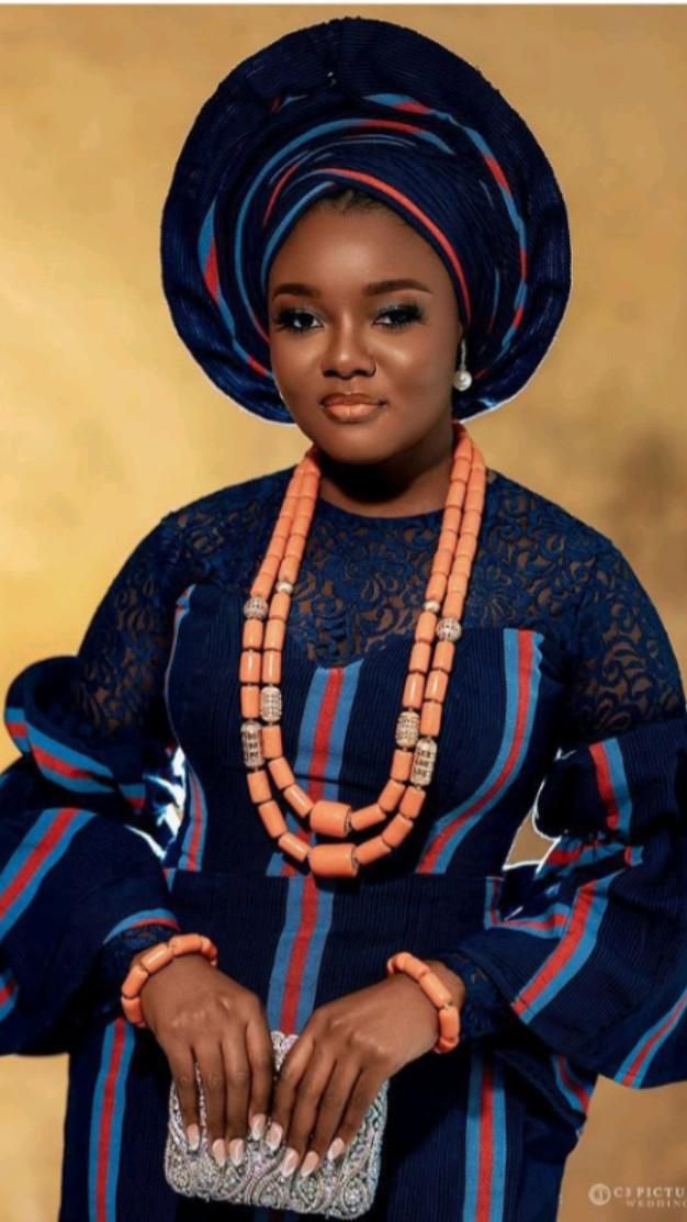 Black Aso Oke with Burgundy Accents